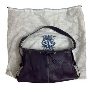 Guia’s Shoulder Bag Purse Purple Leather Made in Italy Bow Casual Dainty Large